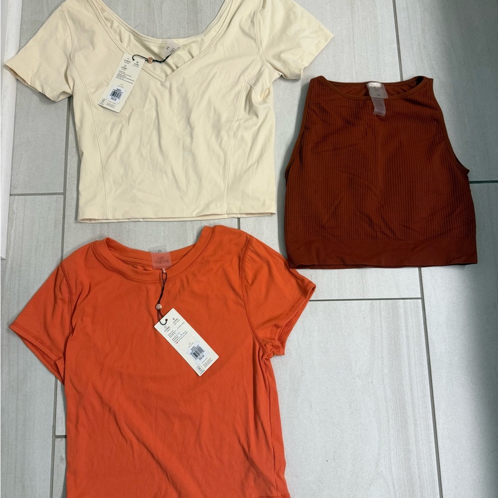 CALIA by Carrie Underwood Fitted Cream, Orange, and Burgundy Tops